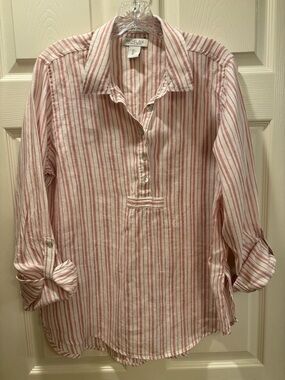 Rachel Zoe Soft Red and White Striped Popover Shirt